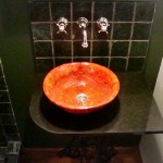 Ręcznie robiona Umywalka Ceramiczna - umywalki pomarańczowa