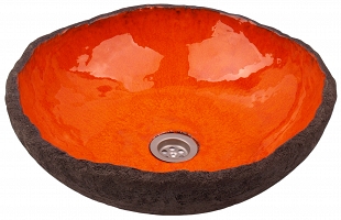 Polmira - Pomarańczowa umywalka o nieregularnym kształcie